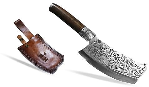 Novahaven Premium Kochmesser aus 13Cr Edelstahl mit Lasergravur und Griff aus Pakka-Holz