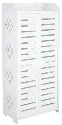 M.J COMFY-LIFE Shoe Storage Cabinet Wooden Storage Rack For Entrance Bedroom Living Room White Durable Storage Cabinet Space Saving Shoe Rack Waterproof Shoe Organiser (L)