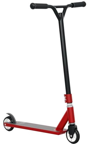 Homcom Stunt Scooter, 360° Entry Level Tricks Scooter mit leichtem Aluminium Deck und ABEC 7 Lenker, für Alter 14+ Anfänger, Rot