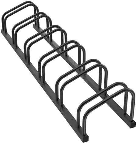 Aufun Fahrradständer Aufstellständer aus Stahl Für 6 Fahrräder, Mehrfachständer mit 37cm Radständer für 30-65mm Reifenbreite, Boden Wand Montage Platzsparend (Schwarz)
