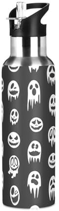 Sevdomey Ghost Faces Water Bottle with Straw Lid 20 oz,Stainless Steel Vacuum Insulated Water Bottle for Sports Cycling Hiking Gym School Home