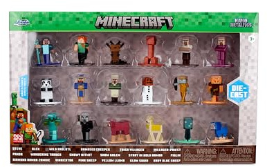 Jada Toys Minecraft Set nanofiguras metálicas 4 cm, 18 Personajes icónicos del Videojuego, Figuras Die-Cast Oficiales coleccionables, colección Premium para Fans y Gamers Desde 3 años (9336782314R00)