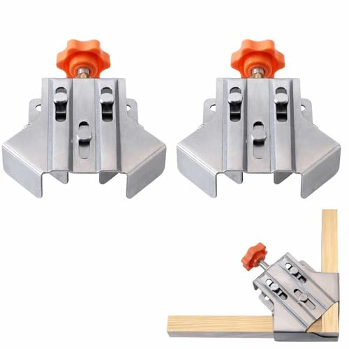 Stainless Steel 90 Degree Corner Clamp 2Pcs Woodworking Adjustable Corner Clamp Wood Rack Clamping Bracket with Screw Knob for Picture Frame, Iron Frame Welding, DIY Assembly