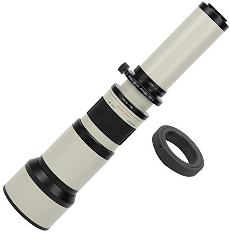 RASTKY Lente Teleobjetivo Manual F8-F16 de 650-1300 Mm con Adaptador para Cámaras con Montura AF: Fotografía Ideal de Vida Silvestre y Deportes, Compatible con A58/A68 y Más