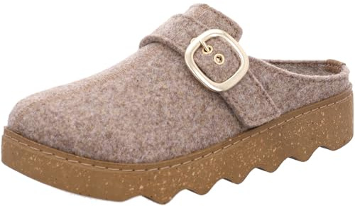 Rohde Damen Pantoffel Softfilz Hausschuh mit Plateau und Schnalle Foggia-D 6117