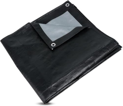 Lona con Ojales Impermeable 2 m x 3 m Negra Mate Lona Lona Protectora Lona Multiusos, Resistente al desgarro, estabilizada contra los Rayos UV, Resistente al Moho