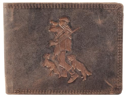 Akzent Geldbörse für Herren aus Leder in Braun, Geldbeutel mit Druckknopf in 9 x 12 x 2 cm