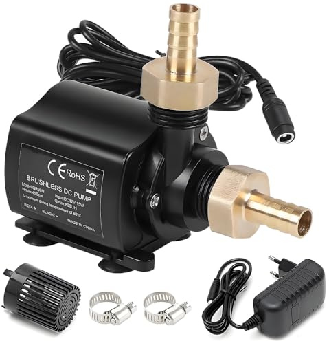 BIZOI 12V Wasserpumpe 800L/H Tauchpumpe Wasserpumpe Klein mit 5-Gang-Drehzahlregelung, 5M Förderhöhe, Aquariumpumpe, Wasserspielpumpe, Springbrunnenpumpe Mini Pumpe Wasser Aquarium Pumpe