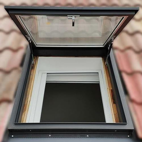 Dachfenster aus Aluminium, flach, doppellagig, gehärtet, ideal für Dachböden, Keller und Schuppen, Größe 28 x B, energieeffizientes Design
