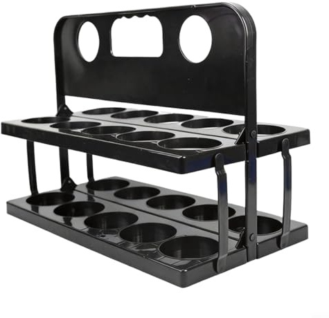 TONIXY Foldable Sports Water Bottle Holder, 10-Compartment Gym Beverage Rack With Handle For Cycling Teams And Coaches, 44.5x24x31 Cm(black)
