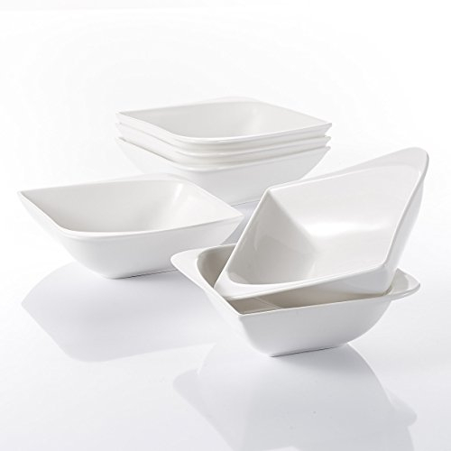 vancasso Cloris 6-teilig Müslischale aus Porzellan, Weiße Schalen, Durchmesser 14 cm, Müslischüssel, Dessertschale