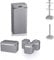 Swan GREY Kitchen Accessories Retro Set of 7 - Retro GREY Bread bin, 3 GREY Canisters, Towel Pole, 6 Mug Tree and Sensor Rubbish Bin Set