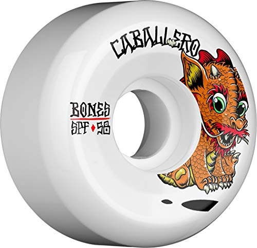 Bones Wheels Bones Caballero Baby Dragon 58mm 104A-P5 Sidecut Skateboard-Räder, weiß, 58 mm