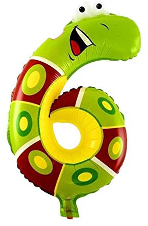 Kopper-24 Folienballon Zahl 6 - Tier-Design 40 cm - Geburtstag Deko Party Zahlenballon Jubiläum Geschenk Ballon Luftballon Zahlenballon riesig groß für Luftbefüllung 18 Nummer Kindergeburtstag Kinder