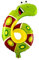 Folienballon Zahl 6 - Tier-Design 40 cm - Geburtstag Deko Party Zahlenballon Jubiläum Geschenk Ballon Luftballon Zahlenballon riesig groß für Luftbefüllung 18 Nummer Kindergeburtstag Kinder