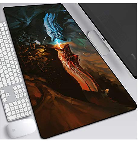 Game of Thrones 800x300mm speed Gaming Tapis de Souris, XL Anime Mouse Pad-Surface spéciale améliore la Vitesse et la précision, 3mm Base en Caoutchouc Antidérapant Surface-pour Ordinateur et PC, D