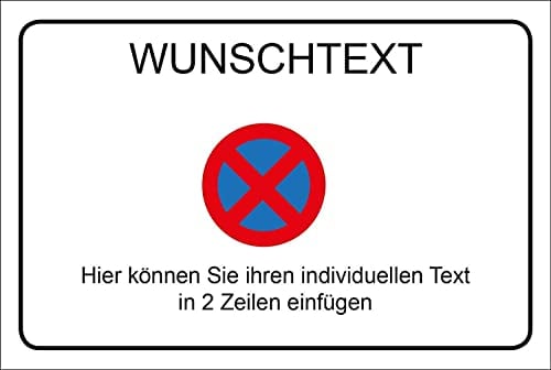 AllesKlaro® - Wunschtext Schild - Halteverbot - selbst gestalten - Querformat - stabile 4 mm AluVerbundplatte (45 x 30 cm)
