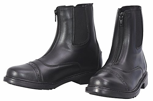 TuffRider Ladies Starter Front Zip Paddock Boots | Durable, Easy to Clean Water-Resistant Horse Riding Boots for Women - Black - 6 - Wide