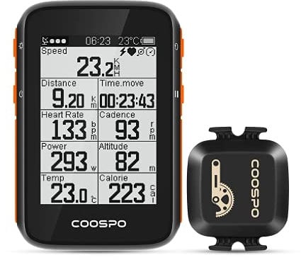 COOSPO Bike Computer BC200,Cycle Computers Wireless GPS with Auto Backlight, Bluetooth Cycling Computer ANT+ Speedometer Odometer Compatible with CooSporide app/HR/Cad/Spd/Power Sensor