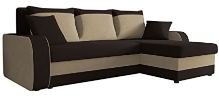 Mirjan24 Ecksofa Kristofer, Design Eckcouch, Couch mit Schlaffunktion, Zwei Bettkasten, Wohnlandschaft, Bettfunktion L-Form Sofa, Ottomane universell (Alova 68 + Alova 07.)