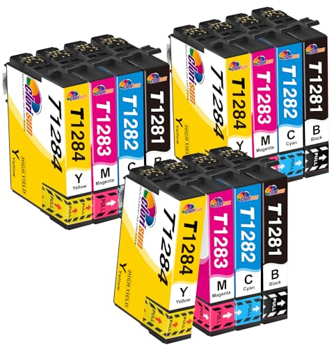 Clorisun T1285 Multipack Druckerpatronen für Epson T1285 T1281 T1282 T1283 1284 Druckerpatronen für Stylus S22 SX125 SX420W SX425W SX235W SX130 SX435W SX230 SX440W Stylus Office BX305F BX305FW