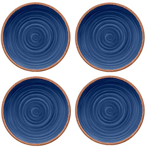 Rustic Swirl Indigo Melamine Dinner Plate Set (4)