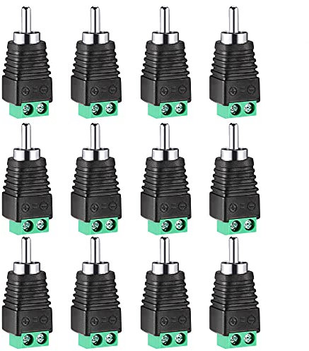 Xwell RCA Audio/Video Screw Terminal Connector, Phono Male Plug Adapter, Solderless Speaker Wire Connectors