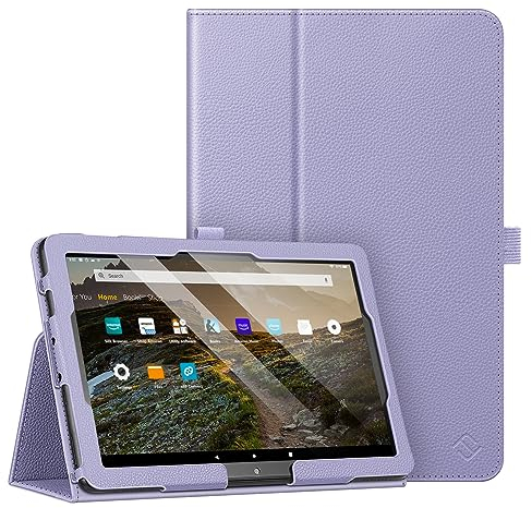 Fintie Hülle für Amazon Fire HD 10 Tablet 2023 13. Generation/Fire HD 10 2021 11. Generation - Folio Kunstleder Schutzhülle mit Auto Wake/Sleep Ständerfunktion, Fliederfarben