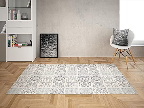 Oedim Vinyl-Teppich, Mosaik, Grau, 95 x 165 cm, Zimmer, Teppich, PVC, Vinylboden, Heimdekoration, Schutzboden