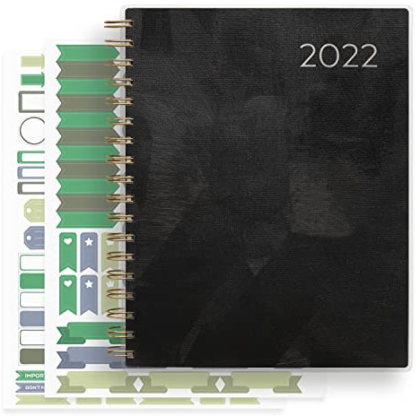 Arteza 2022 Monatsplaner, 205 Innenseiten, schwarzes Pinselstrich-Design, 9,1 x 7,3 Zoll - 12-Monats-Planer - Bürobedarf, um Pläne zu verfolgen & produktiv zu bleiben