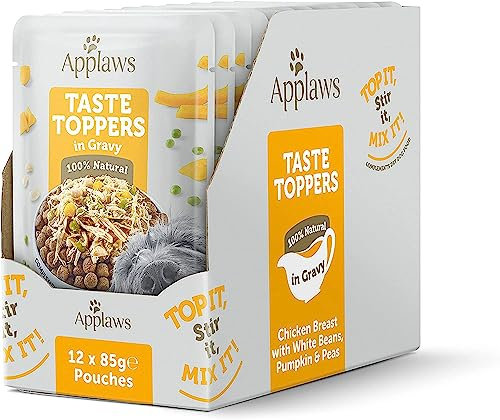 Applaws Premium Natural Nassfutter für Hunde, getreidefreies Huhn mit Gemüse in Sauce, Topping für Hunde 12 x 85g Packung