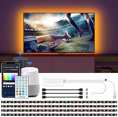 Aigostar TV LED Backlights RGB LED Strip Lights, 2M Lights for TV 32-40 inch, Sync with Music & Alexa Google Home, USB Powered Smart WiFi Remote Control for Bedroom Gaming Room