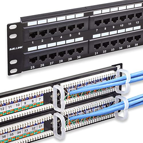 iwillink Panneau de brassage Cat6 à 48 ports, panneau réseau Keystone RJ45 10 Gbit/s pour montage en rack ou montage mural, idéal pour les connexions Ethernet Gigabit