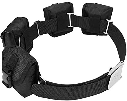 MOPHOEXII Ceinture de poids de plongée avec 4 poches détachables, boucle à dégagement rapide, poche de plongée + 5 supports de poids, sangle de plongée réglable pour tour de taille de 81 à