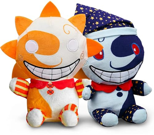 vita dennis Plushies 2pcs Sun and Moon Plush FNAF 9.84in FNAF Security Breach Sundrop and Moondrop Plush Figure Toy Soft Stuffed Clown Cartoon Plushie for Boys Girls Festive and Decorative Gift