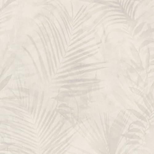 Papier peint nature Profhome 374113-GU papier peint intissé légèrement texturé au design de jungle mat beige blanc-crème gris 5,33 m2