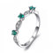 ACGZBD 3 Stein Smaragd 925 Sterling Silber Ringe für Frauen grüner Edelstein Schmuck Ehering