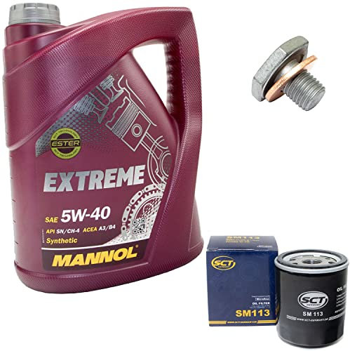 Motoröl Set 5W40 5 Liter + Ölfilter SM113 + Ölablassschraube 38218