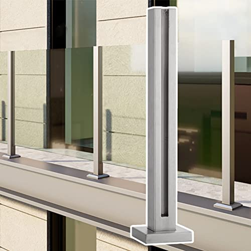 Glas Geländerpfosten Außenplattform Glasgeländerpfosten, Glasgeländersystem für Poolterrasse/Gartenzaun/Villenbalkon, Edelstahl-Balustradenpfosten ( Color : Silver - End Post , Size : H-65cm/25.6 )