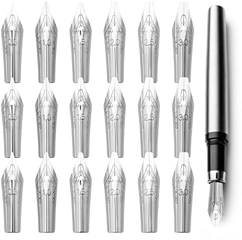 Zerodeko 30 Pcs Flex Fountain Pen Nibs Stainless Steel Replacement Fountain Pen Nibs, Calligraphy Nibs Dip Pen Nibs Fountain Pen Nibs Spare Pen Nibs Calligraphy Pen Supplies for Kids Adults