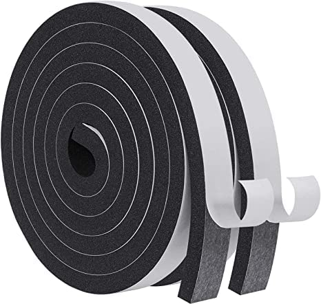 Guarnizioni Finestre Porta, Guarnizione Finestra Autoadesivo Striscia in Gomma Bordo Protettore Striscia Nastro per Antivento Insonorizzato Anti-zanzara (25mm x 10mm/4M, Nero)