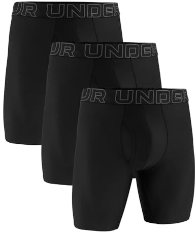 Under Armour Men's Performance Tech Long-Leg Boxerjock Brief Underwear, 9 Inseam, 3-Pack, Black Solid, 5X-Large