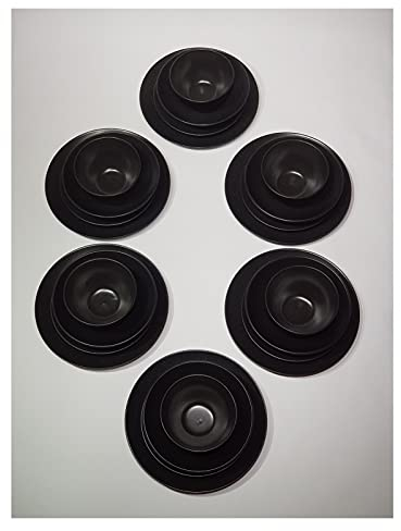 Steingut matt schwarz 24-teilig 6 Personen Essgeschirr 6 Teller – 6 Kuchenteller – 6 Speiseteller – 6 Suppenteller Vintage (Schwarz)