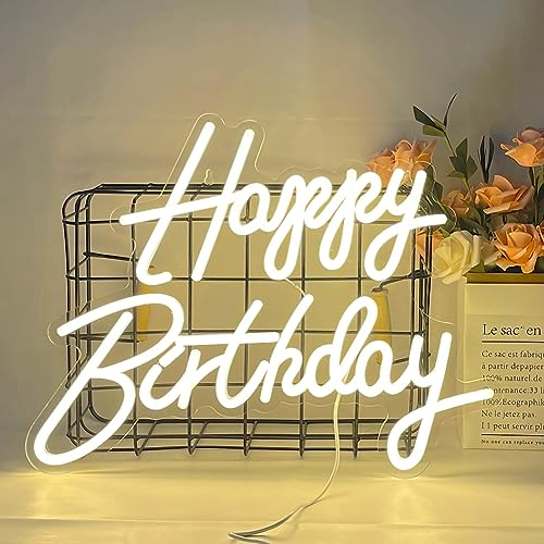 Happy Birthday LED Leuchtreklame Warmweiße LED Leuchtschild Neon Brief Neonschild USB Neon Lights Sign für Zuhause Bar Geburtstag Party Dekoration Freunde Kinder Liebhaber Geschenk