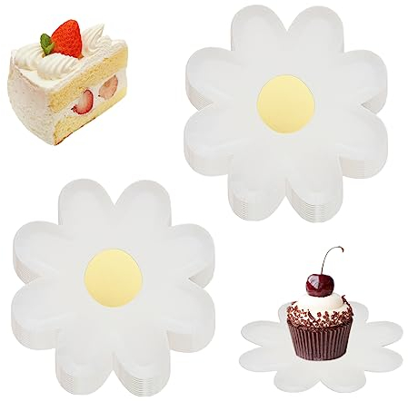 XJKLBYQ Assiettes en Papier jetables en Forme de Fleur, 20 pièces, Assiettes en Marguerite de 7 Pouces, Fournitures pour réception-Cadeau pour bébé, Anniversaire, Mariage