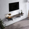 Warmiehomy Floating TV Unit Wall Mounted TV Unit with Router and Cable Holes Media Wall Units for Living Room (White & Dark Brown, 120cm)