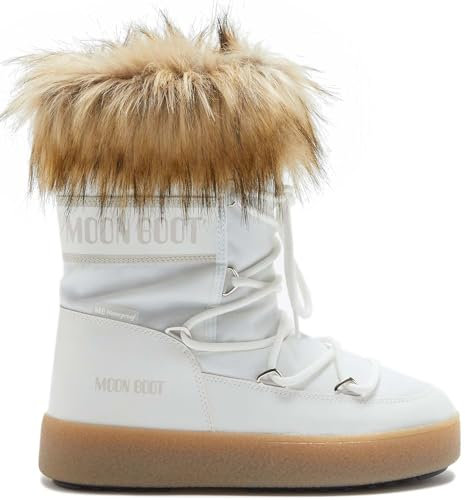 Moon Boot Ltrack Monaco Low WP 24500600 - Stivali invernali da donna con pelliccia sintetica, bianco, 37 EU