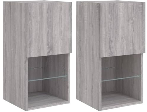 vidaXL Muebles para TV con Luces LED 2 uds Gris Sonoma 30,5x30x60 cm