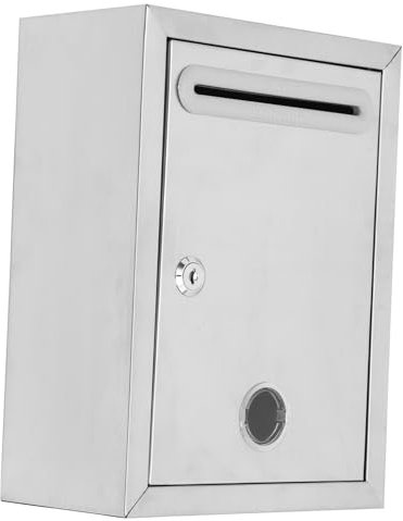 Gadpiparty Box Letter Post Container Wall Lockable Storage Bins Suggestion Collect Bin Office Metal Stainless Steel