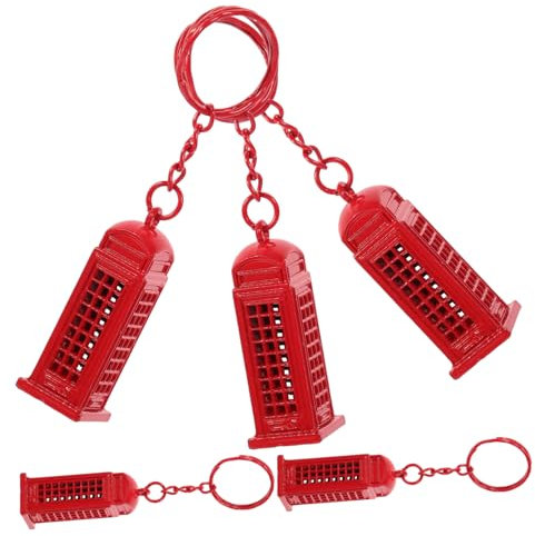 Amosfun Gastgeschenke 5St Schlüsselanhänger london weihnachtsgeschenke britische Taschenanhänger Rucksack-Dekor Schlüssel hängende Dekorationen Wagen Souvenir Telefonzelle Füllstoff rot